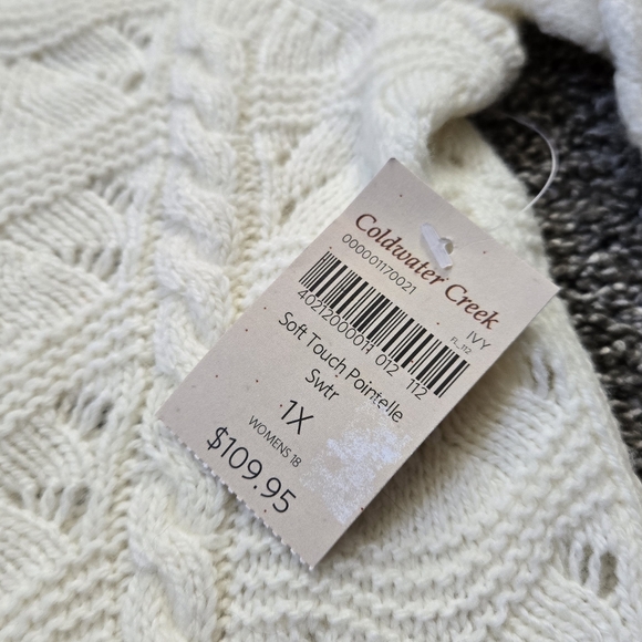 NWT Coldwater Creek Soft Touch Pointelle Sweater - Picture 3 of 8